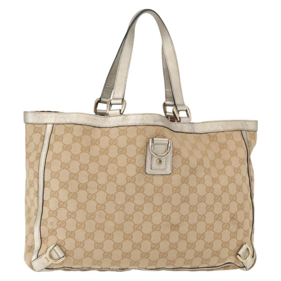 GUCCI GG Canvas Abbey Tote Bag Beige Gold 141472 Auth 149458