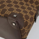 GUCCI GG Canvas Hand Bag Leather Brown Gold Auth 149459-9
