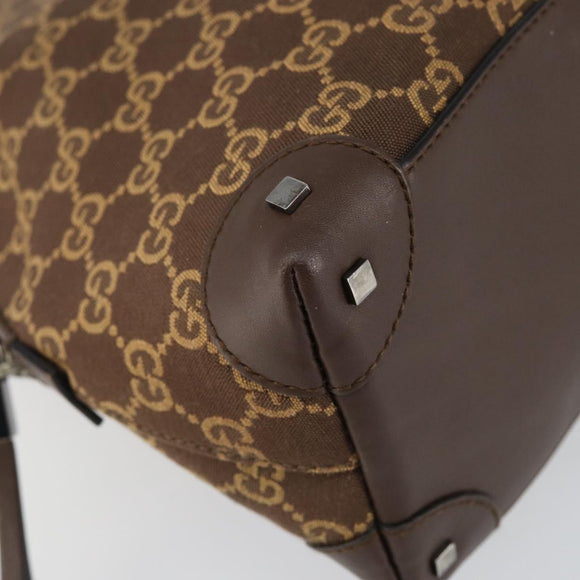 GUCCI GG Canvas Hand Bag Leather Brown Gold Auth 149459