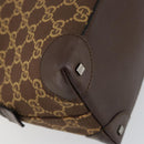 GUCCI GG Canvas Hand Bag Leather Brown Gold Auth 149459-16