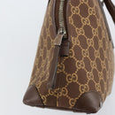 GUCCI GG Canvas Hand Bag Leather Brown Gold Auth 149459-17