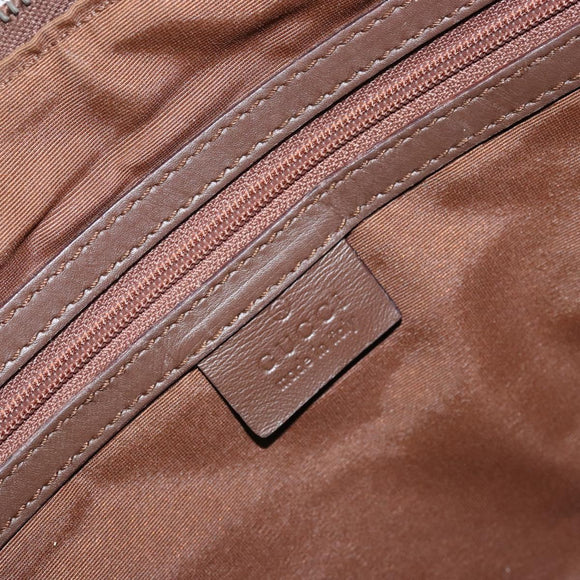 GUCCI GG Canvas Hand Bag Leather Brown Gold Auth 149459