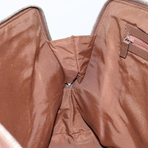 GUCCI GG Canvas Hand Bag Leather Brown Gold Auth 149459