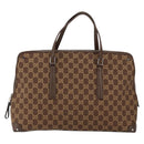 GUCCI GG Canvas Hand Bag Leather Brown Gold Auth 149459-13