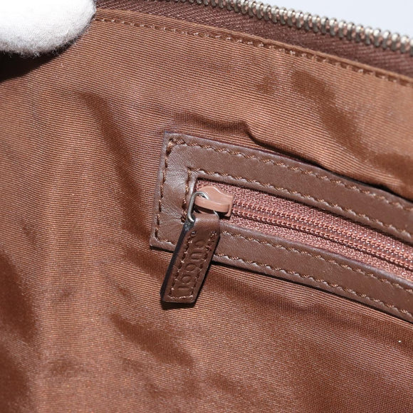 GUCCI GG Canvas Hand Bag Leather Brown Gold Auth 149459