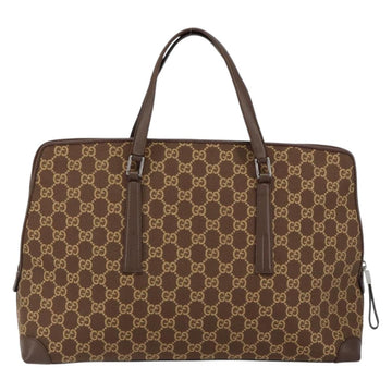 GUCCI GG Canvas Hand Bag Leather Brown Gold Auth 149459 - 0
