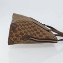 GUCCI GG Canvas Hand Bag Leather Brown Gold Auth 149459-3