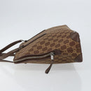 GUCCI GG Canvas Hand Bag Leather Brown Gold Auth 149459-4