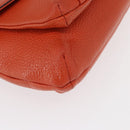 MCM Studs Chain Shoulder Bag Leather Orange Gold Auth 149467-10