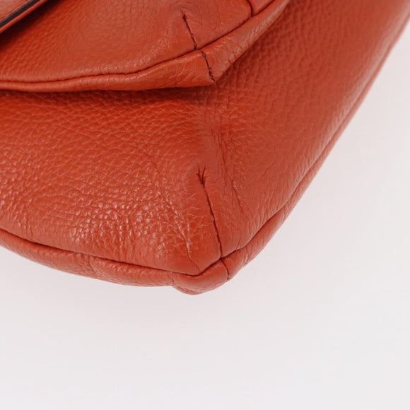 MCM Studs Chain Shoulder Bag Leather Orange Gold Auth 149467