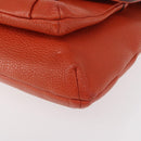 MCM Studs Chain Shoulder Bag Leather Orange Gold Auth 149467-11