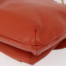 MCM Studs Chain Shoulder Bag Leather Orange Gold Auth 149467-13