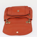 MCM Studs Chain Shoulder Bag Leather Orange Gold Auth 149467-15