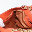 MCM Studs Chain Shoulder Bag Leather Orange Gold Auth 149467-18