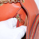 MCM Studs Chain Shoulder Bag Leather Orange Gold Auth 149467-20