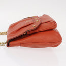 MCM Studs Chain Shoulder Bag Leather Orange Gold Auth 149467-5