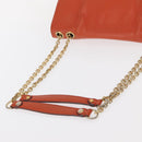 MCM Studs Chain Shoulder Bag Leather Orange Gold Auth 149467-7