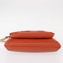 MCM Studs Chain Shoulder Bag Leather Orange Gold Auth 149467-9