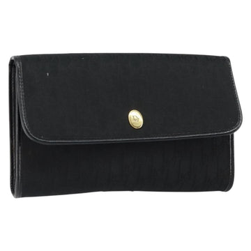 Christian Dior Trotter Canvas Clutch Bag Black Gold Auth 149470