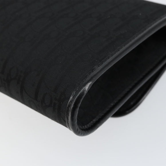 Christian Dior Trotter Canvas Clutch Bag Black Gold Auth 149470