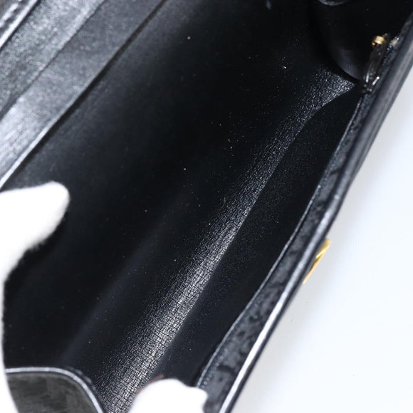 Christian Dior Trotter Canvas Clutch Bag Black Gold Auth 149470