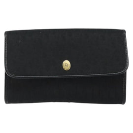 Christian Dior Trotter Canvas Clutch Bag Black Gold Auth 149470 - 0