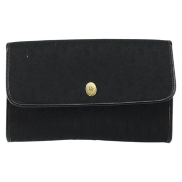 Christian Dior Trotter Canvas Clutch Bag Black Gold Auth 149470 - 0