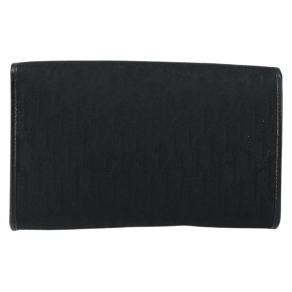 Christian Dior Trotter Canvas Clutch Bag Black Gold Auth 149470