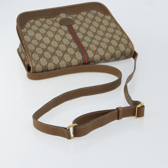 GUCCI GG Supreme Web Sherry Line Shoulder Bag PVC Beige 001 066 0551 Auth 149475