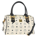 MCM Logogram Vicetos Hand Bag PVC 2way White Gold Auth 149478-1