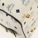 MCM Logogram Vicetos Hand Bag PVC 2way White Gold Auth 149478-17