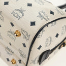 MCM Logogram Vicetos Hand Bag PVC 2way White Gold Auth 149478-18