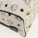 MCM Logogram Vicetos Hand Bag PVC 2way White Gold Auth 149478-19