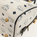 MCM Logogram Vicetos Hand Bag PVC 2way White Gold Auth 149478-20