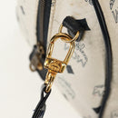 MCM Logogram Vicetos Hand Bag PVC 2way White Gold Auth 149478-10