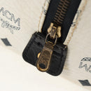 MCM Logogram Vicetos Hand Bag PVC 2way White Gold Auth 149478-21