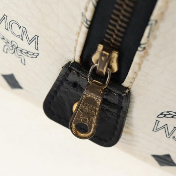 MCM Logogram Vicetos Hand Bag PVC 2way White Gold Auth 149478