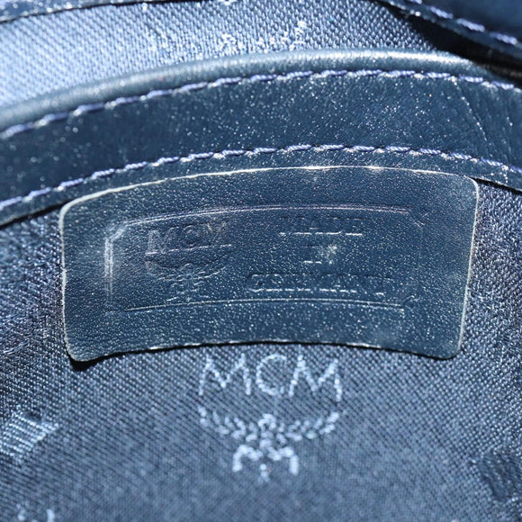 MCM Logogram Vicetos Hand Bag PVC 2way White Gold Auth 149478