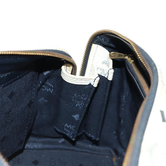 MCM Logogram Vicetos Hand Bag PVC 2way White Gold Auth 149478
