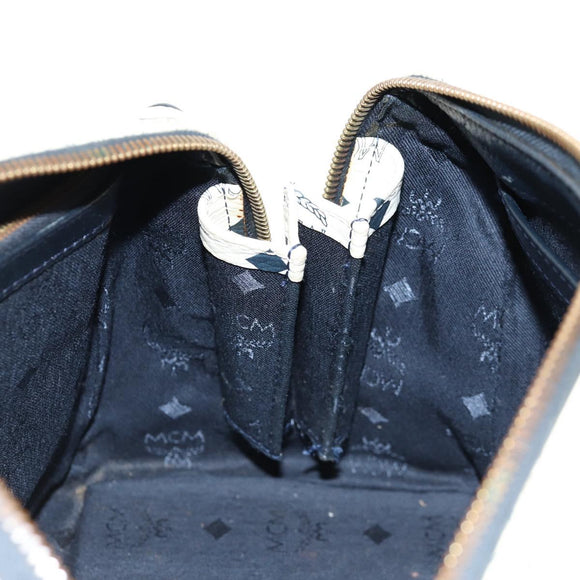 MCM Logogram Vicetos Hand Bag PVC 2way White Gold Auth 149478