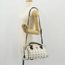 MCM Logogram Vicetos Hand Bag PVC 2way White Gold Auth 149478-27
