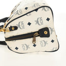MCM Logogram Vicetos Hand Bag PVC 2way White Gold Auth 149478-4