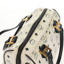 MCM Logogram Vicetos Hand Bag PVC 2way White Gold Auth 149478-6