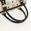 MCM Logogram Vicetos Hand Bag PVC 2way White Gold Auth 149478-7