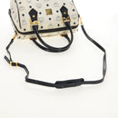 MCM Logogram Vicetos Hand Bag PVC 2way White Gold Auth 149478-8