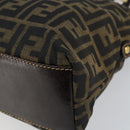 FENDI Zucca Canvas Hand Bag Black Brown Auth 149479-15