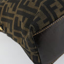 FENDI Zucca Canvas Hand Bag Black Brown Auth 149479-8