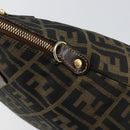 FENDI Zucca Canvas Hand Bag Black Brown Auth 149479-18