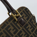 FENDI Zucca Canvas Hand Bag Black Brown Auth 149479-9