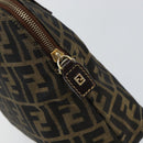 FENDI Zucca Canvas Hand Bag Black Brown Auth 149479-10